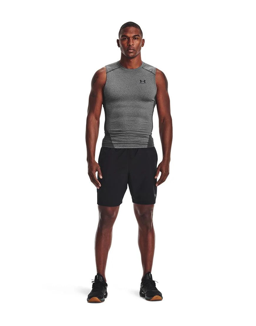 Men's HeatGear Sleeveless :Carbon Heather - Image 2