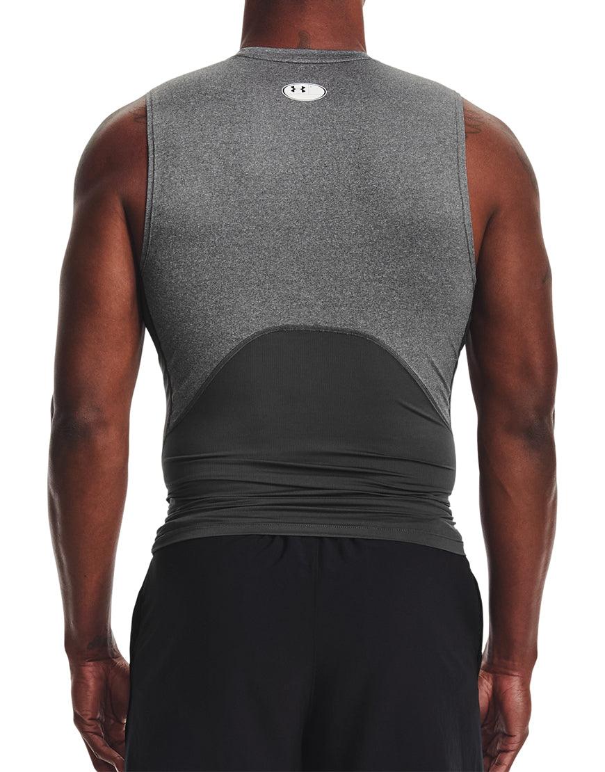Men's HeatGear Sleeveless :Carbon Heather - Image 3