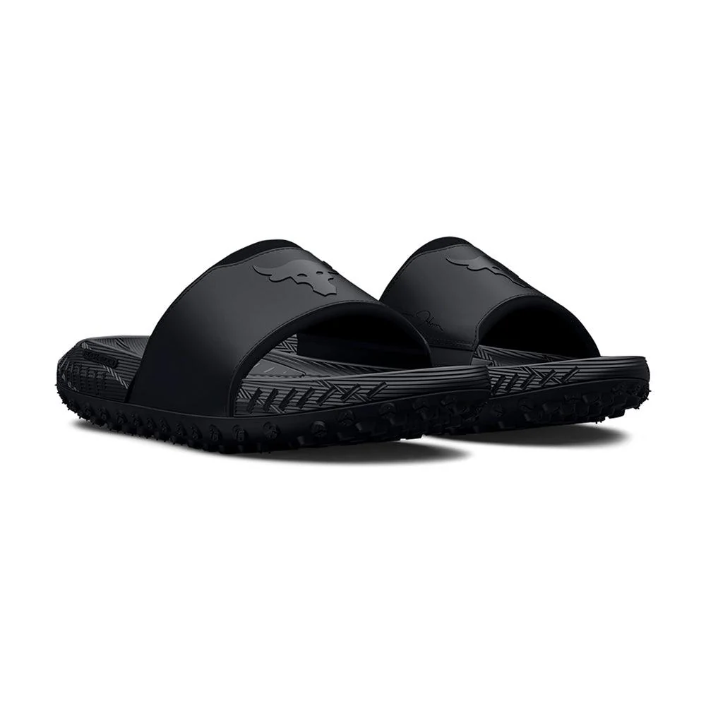 UA Project Rock 3 Slides :Black | Pitch Grey - Image 2
