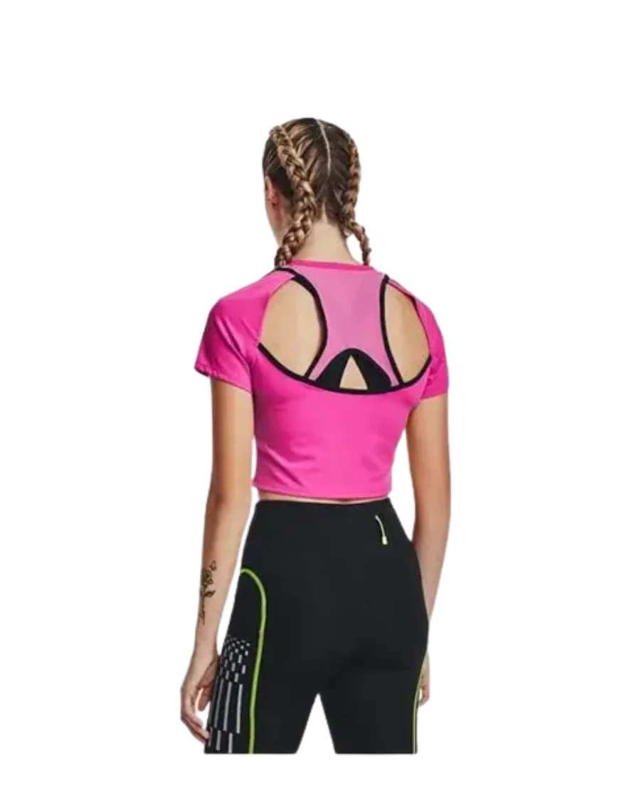 Women's Run Anywhere Crop Short Sleeve :Pink - Image 2