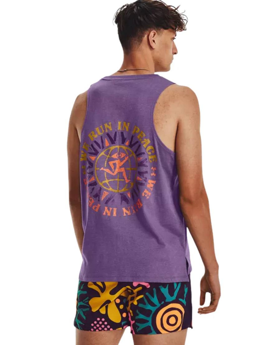 Men's We Run In Peace Singlet :Purple - Image 2