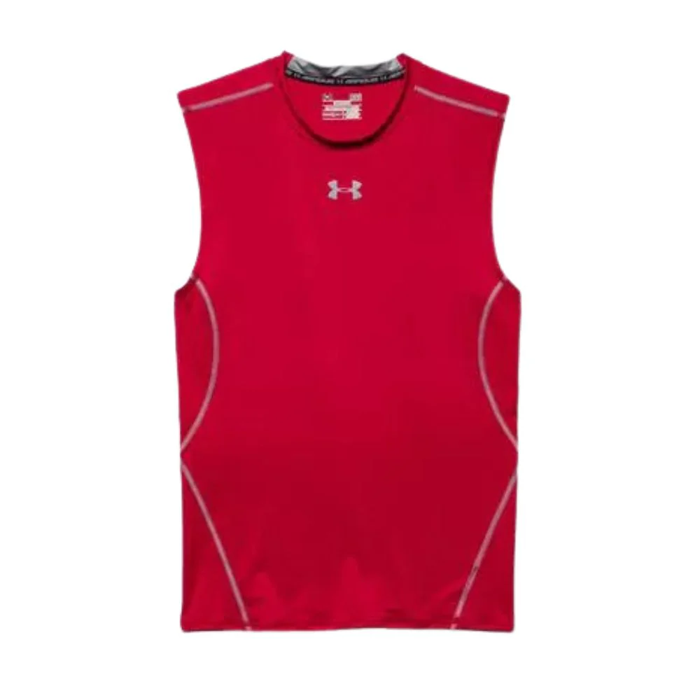 Men's Heatgear Compression Sleeveless Top :Red - Image 2