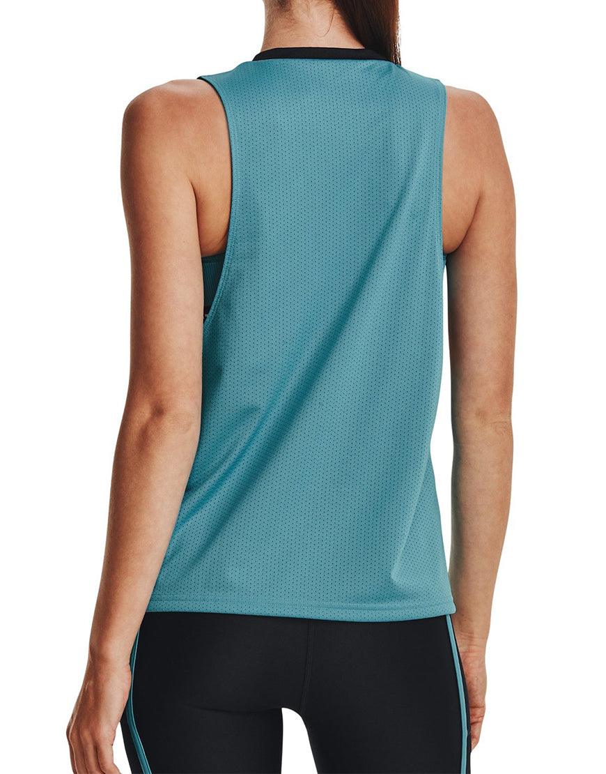 Women's Project Rock Penny Mesh Reversible Tank :Glacier Blue - Image 2