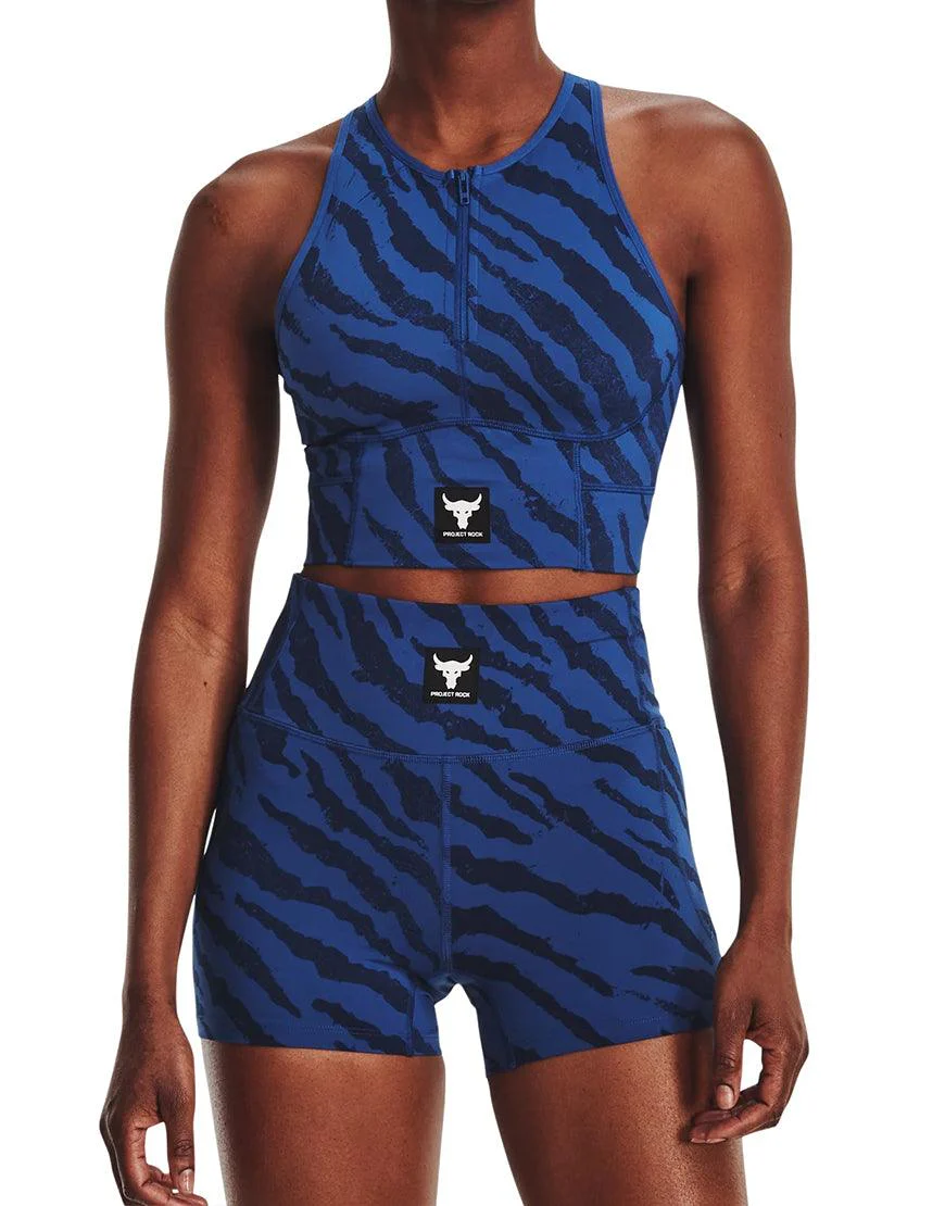 Women's Project Rock Meridian Zip Training Ground Printed Tank :Blue Mirage