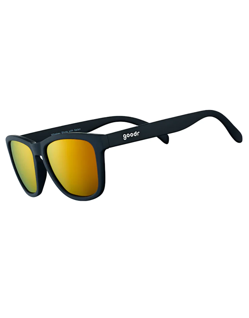 Goodr Whiskey Shots with Satan Running Sunglasses :Black